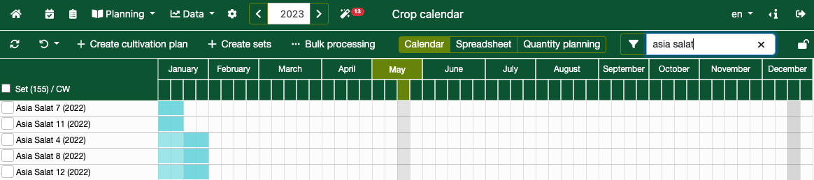 Graphical Calendar Overview.